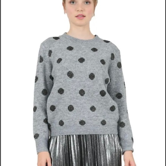 EUC ! Molly Bracken Polka Dot Pattern Sweater Gray Size Small - Picture 1 of 7